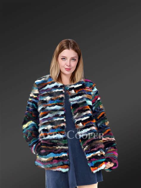 Multicolor mink trench coat 